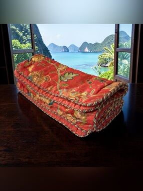 2 J Queen New York Key Largo Padded Pillow Shams King Orange Jacobean Floral